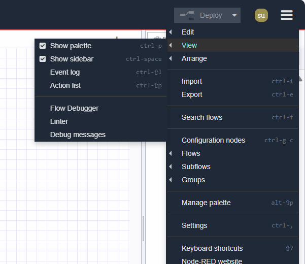 View option of the main menu's options View option of the main menu's options